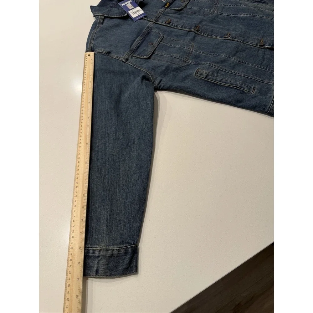 Wrangler Retro Texas A&M WRUJ11371 Denim Jacket Blue Mens L Embroidered Cotton